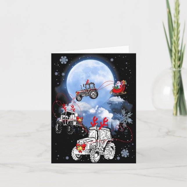 Merry Christmas Santa Ride Truck Sleigh Xmas Paj T Card (Front)