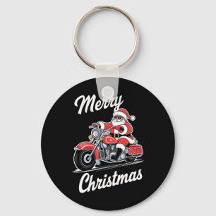 Merry Christmas Santa Riding Motorcycle Biker Love Key Ring