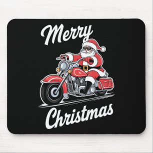 Merry Christmas Santa Riding Motorcycle Biker Love Mouse Pad