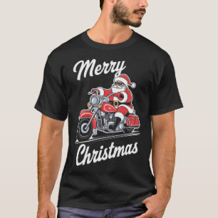 Merry Christmas Santa Riding Motorcycle Biker Love T-Shirt