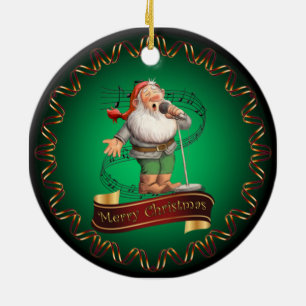 Merry Christmas ~ Santa’s Singing Elf ~ ‘ Ceramic  Ornament