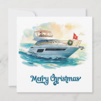Merry Christmas Santa Sailing on a Yacht