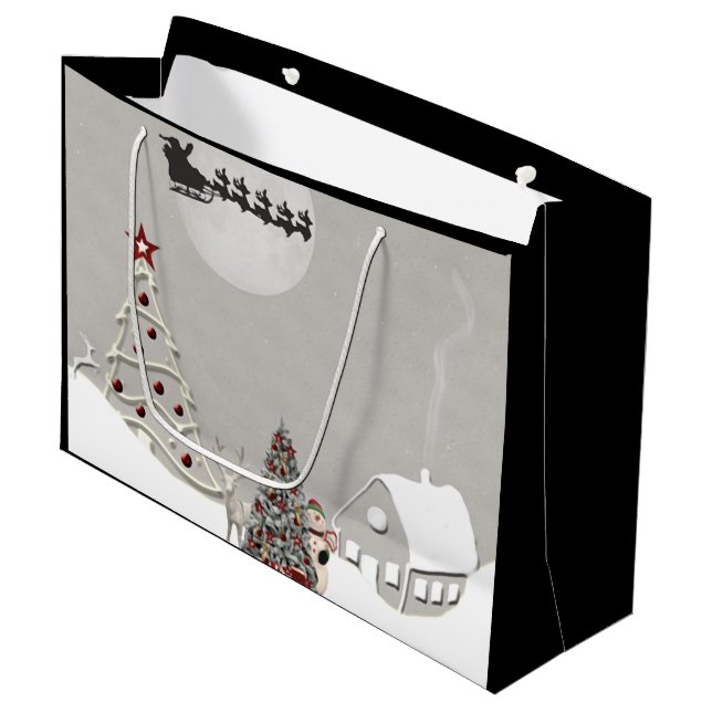 Merry Christmas Santa Scene LG Gift Bag (Front Angled)