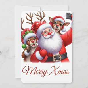 Merry Christmas, Santa selfie greeting card