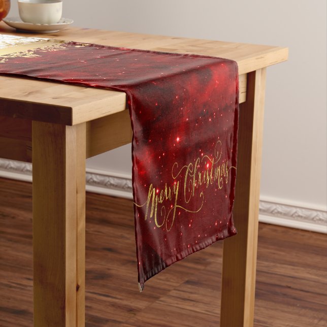 Merry Christmas Santa Sled Short Table Runner (In Situ)