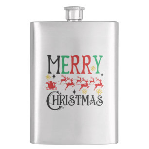 Merry Christmas Santa Sleigh-61049 T-Shirt Hip Flask