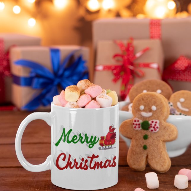 Merry Christmas Santa Sleigh half script Coffee Mug (Creator Uploaded)