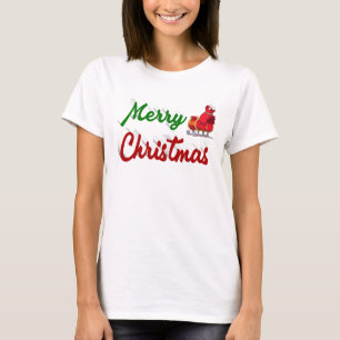 Merry Christmas Santa Sleigh red green script T-Shirt