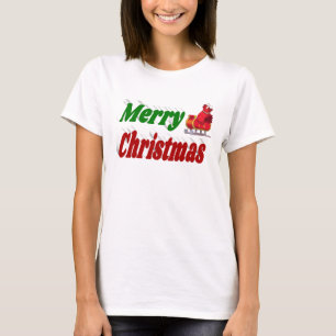 Merry Christmas Santa Sleigh red green typography T-Shirt