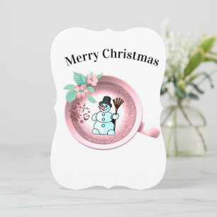 Merry Christmas Santa Snowman Flat Greeting Card