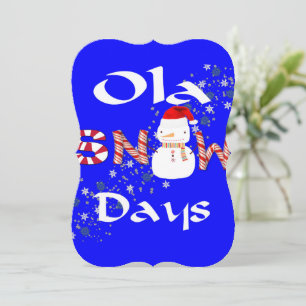 Merry Christmas Santa Snowman Flat Greeting Card