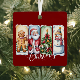 Merry Christmas Santa Snowman Xmas Tree Winter Metal Tree Decoration
