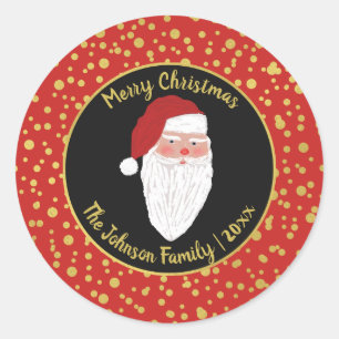 Merry Christmas Santa Sparkles Sticker - Red