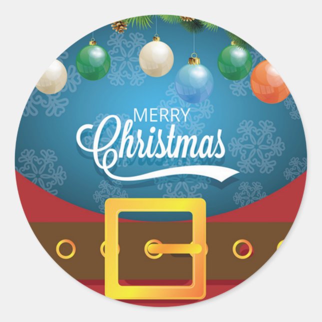 Merry Christmas Santa Suit Classic Round Sticker (Front)