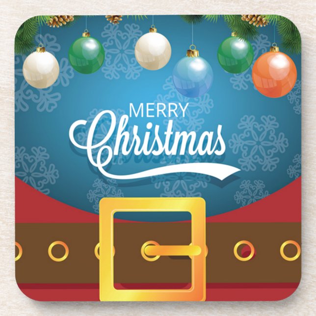 Merry Christmas Santa Suit Coaster (Front)