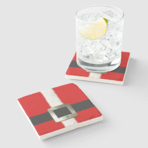 Merry Christmas Santa Suit Stone Coaster