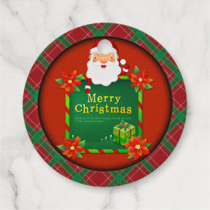 Merry Christmas Santa Tartan Plaid Favour Tags