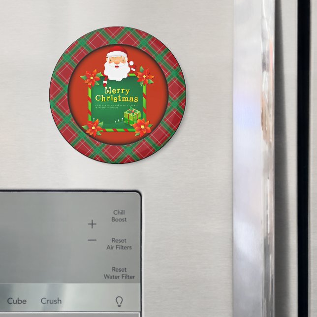 Merry Christmas Santa Tartan Plaid Magnet (In Situ (Fridge))