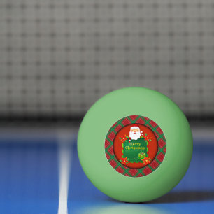 Merry Christmas Santa Tartan Plaid Ping Pong Ball