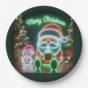 Merry Christmas Santa Teddy Paper Plate