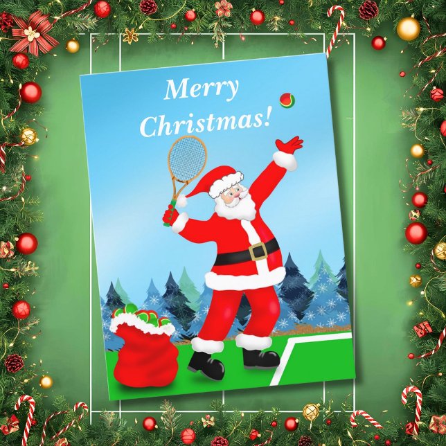Merry Christmas Santa Tennis  Holiday Postcard (Creator Uploaded)