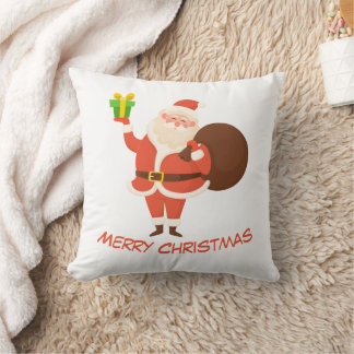 Merry Christmas Santa Throw Pillow