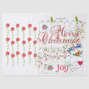 Merry Christmas Santa Tissue Paper Calendar 2021