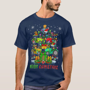 Merry Christmas Santa Tractors Xmas Tree Light Dri T-Shirt