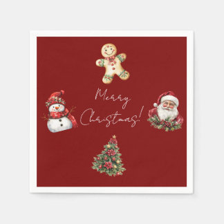 Merry Christmas Santa Tree Christmas  Napkin