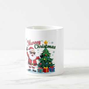 Merry Christmas    Santa & Tree Design Coffee Mug