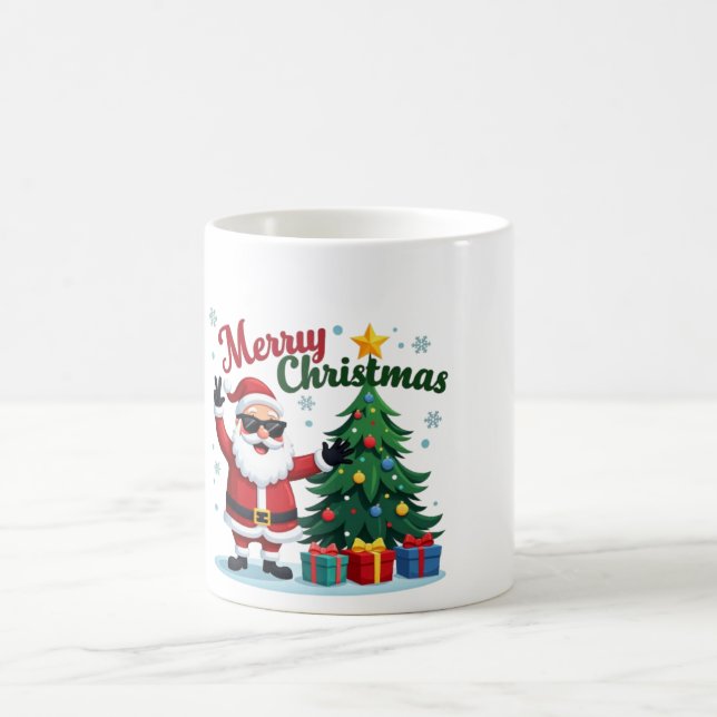 Merry Christmas  | Santa & Tree Design Coffee Mug (Center)