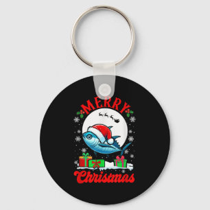 Merry Christmas Santa Tuna Xmas Box Funny Fishing  Key Ring