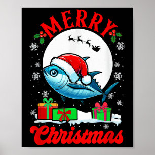Merry Christmas Santa Tuna Xmas Box Funny Fishing  Poster