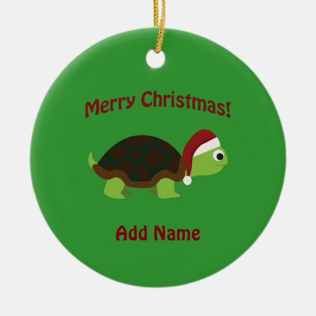 Merry Christmas! Santa Turtle Ceramic Tree Decoration (Front)