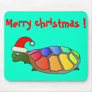 "MERRY CHRISTMAS" SANTA TURTLE MOUSE PAD