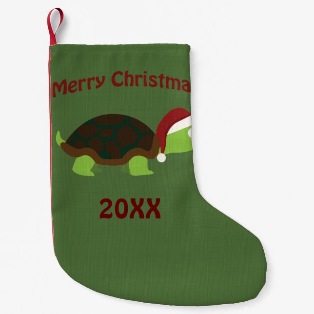 Merry Christmas! Santa Turtle Small Christmas Stocking (Front)