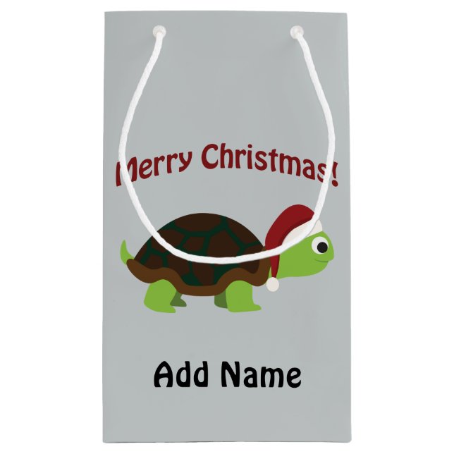 Merry Christmas! Santa Turtle Small Gift Bag (Back)