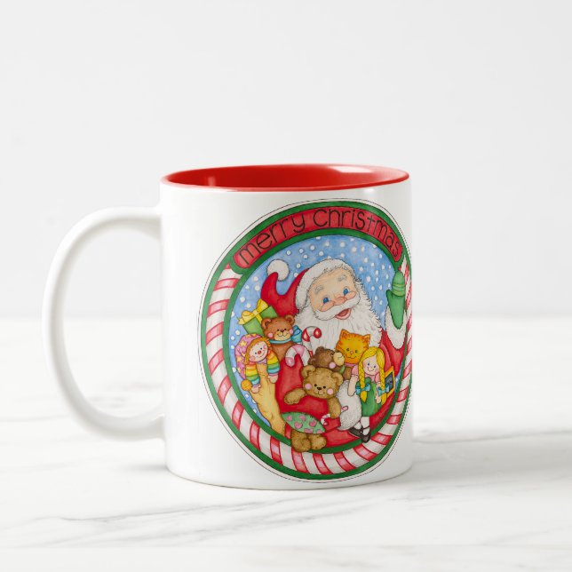 Merry Christmas Santa Two-Tone Coffee Mug (Left)