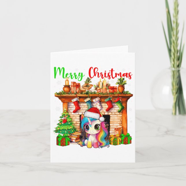 Merry Christmas Santa Unicorn Xmas Symbols Matchin Card (Front)