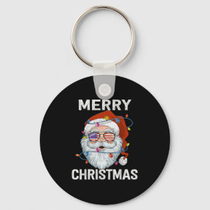 Merry Christmas Santa Usa Flag Christmas Xmas Men  Key Ring