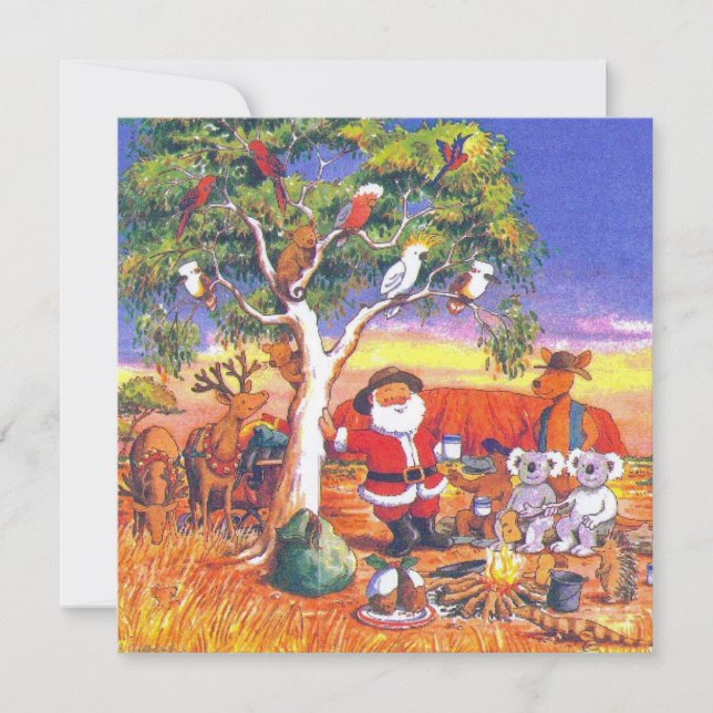 Merry Christmas Santa with animal friends Holiday Card (Front)