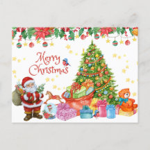 Merry Christmas Santa with Gifts & Christmas Tree