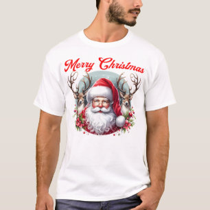Merry Christmas Santa with Reindeer  T-Shirt