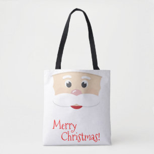 Merry Christmas Santa with Snowflakes Tote Bag