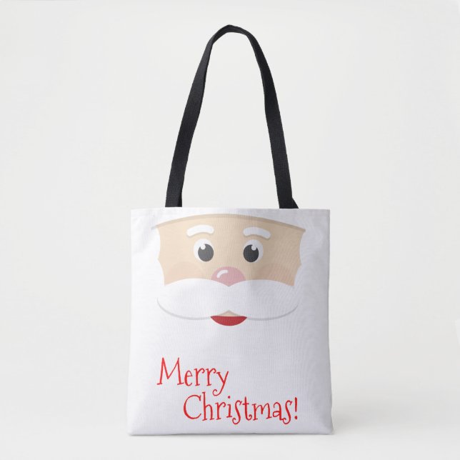 Merry Christmas Santa with Snowflakes Tote Bag (Front)