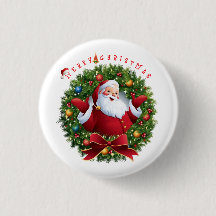Merry Christmas Santa Wreath Holiday Design