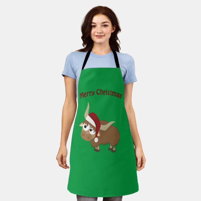 Merry Christmas Santa Yak Apron (Worn)