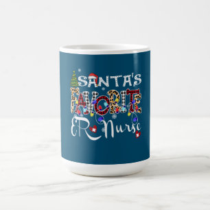 Merry Christmas Santa's Favourite ER Nurse Xmas Coffee Mug