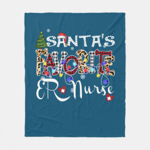 Merry Christmas Santa's Favourite ER Nurse Xmas Fleece Blanket
