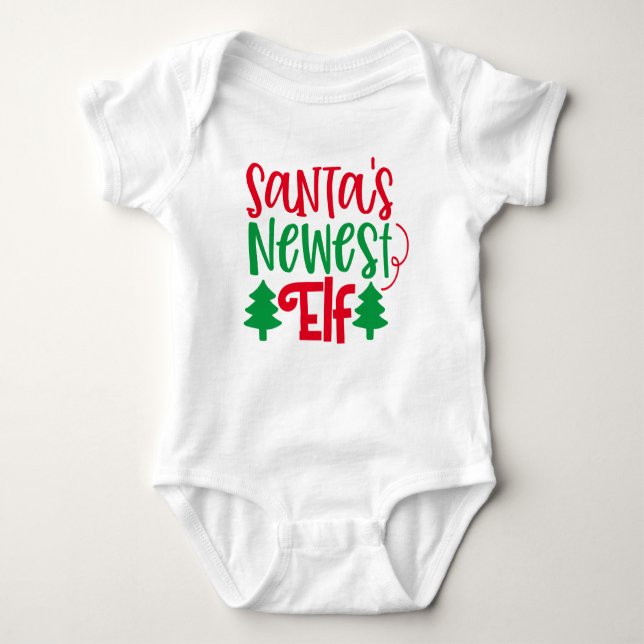 MERRY CHRISTMAS | Santa's Newest Elf Baby Bodysuit (Front)